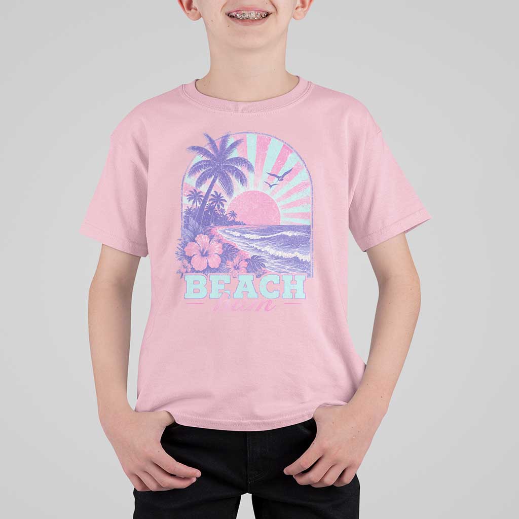 Beach Bum T Shirt For Kid Summer Vacation Beach Lover Surf Wave Vintage Tropical Sunset Aesthetic
