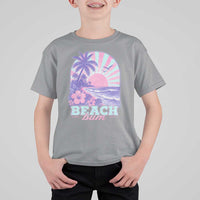 Beach Bum T Shirt For Kid Summer Vacation Beach Lover Surf Wave Vintage Tropical Sunset Aesthetic