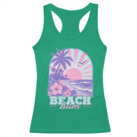 Beach Bum Racerback Tank Top Summer Vacation Beach Lover Surf Wave Vintage Tropical Sunset Aesthetic