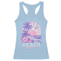 Beach Bum Racerback Tank Top Summer Vacation Beach Lover Surf Wave Vintage Tropical Sunset Aesthetic