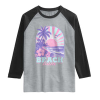 Beach Bum Raglan Shirt Summer Vacation Beach Lover Surf Wave Vintage Tropical Sunset Aesthetic