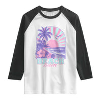 Beach Bum Raglan Shirt Summer Vacation Beach Lover Surf Wave Vintage Tropical Sunset Aesthetic