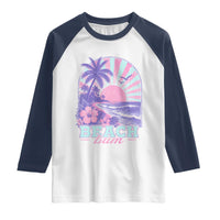 Beach Bum Raglan Shirt Summer Vacation Beach Lover Surf Wave Vintage Tropical Sunset Aesthetic