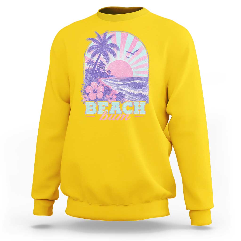Beach Bum Sweatshirt Summer Vacation Beach Lover Surf Wave Vintage Tropical Sunset Aesthetic