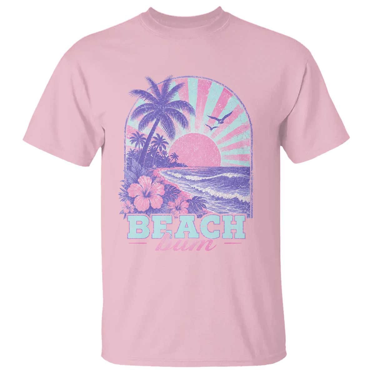 Beach Bum T Shirt Summer Vacation Beach Lover Surf Wave Vintage Tropical Sunset Aesthetic
