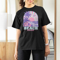 Beach Bum T Shirt For Women Summer Vacation Beach Lover Surf Wave Vintage Tropical Sunset Aesthetic