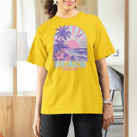 Beach Bum T Shirt For Women Summer Vacation Beach Lover Surf Wave Vintage Tropical Sunset Aesthetic