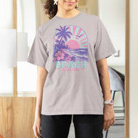 Beach Bum T Shirt For Women Summer Vacation Beach Lover Surf Wave Vintage Tropical Sunset Aesthetic