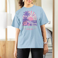 Beach Bum T Shirt For Women Summer Vacation Beach Lover Surf Wave Vintage Tropical Sunset Aesthetic