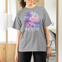 Beach Bum T Shirt For Women Summer Vacation Beach Lover Surf Wave Vintage Tropical Sunset Aesthetic