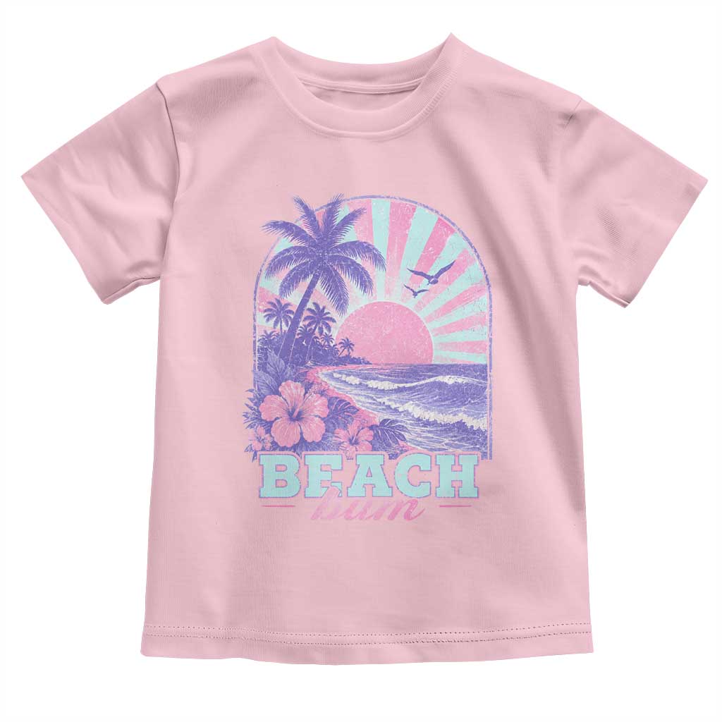 Beach Bum Toddler T Shirt Summer Vacation Beach Lover Surf Wave Vintage Tropical Sunset Aesthetic