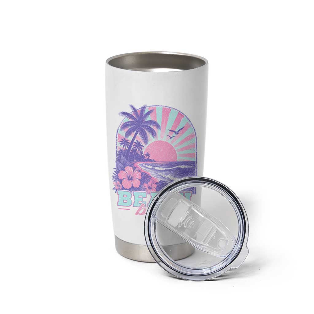 Beach Bum Tumbler Cup Summer Vacation Beach Lover Surf Wave Vintage Tropical Sunset Aesthetic