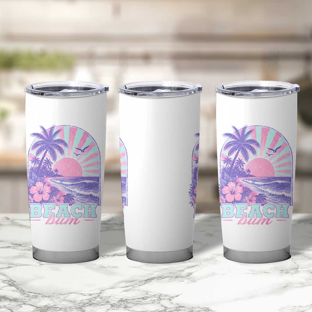Beach Bum Tumbler Cup Summer Vacation Beach Lover Surf Wave Vintage Tropical Sunset Aesthetic