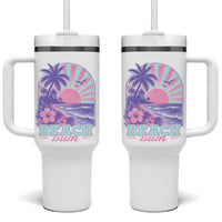 Beach Bum Tumbler With Handle Summer Vacation Beach Lover Surf Wave Vintage Tropical Sunset Aesthetic