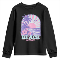 Beach Bum Youth Sweatshirt Summer Vacation Beach Lover Surf Wave Vintage Tropical Sunset Aesthetic