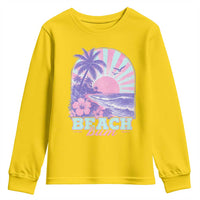 Beach Bum Youth Sweatshirt Summer Vacation Beach Lover Surf Wave Vintage Tropical Sunset Aesthetic