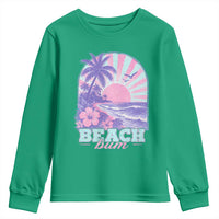 Beach Bum Youth Sweatshirt Summer Vacation Beach Lover Surf Wave Vintage Tropical Sunset Aesthetic