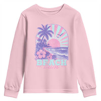 Beach Bum Youth Sweatshirt Summer Vacation Beach Lover Surf Wave Vintage Tropical Sunset Aesthetic