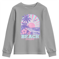 Beach Bum Youth Sweatshirt Summer Vacation Beach Lover Surf Wave Vintage Tropical Sunset Aesthetic