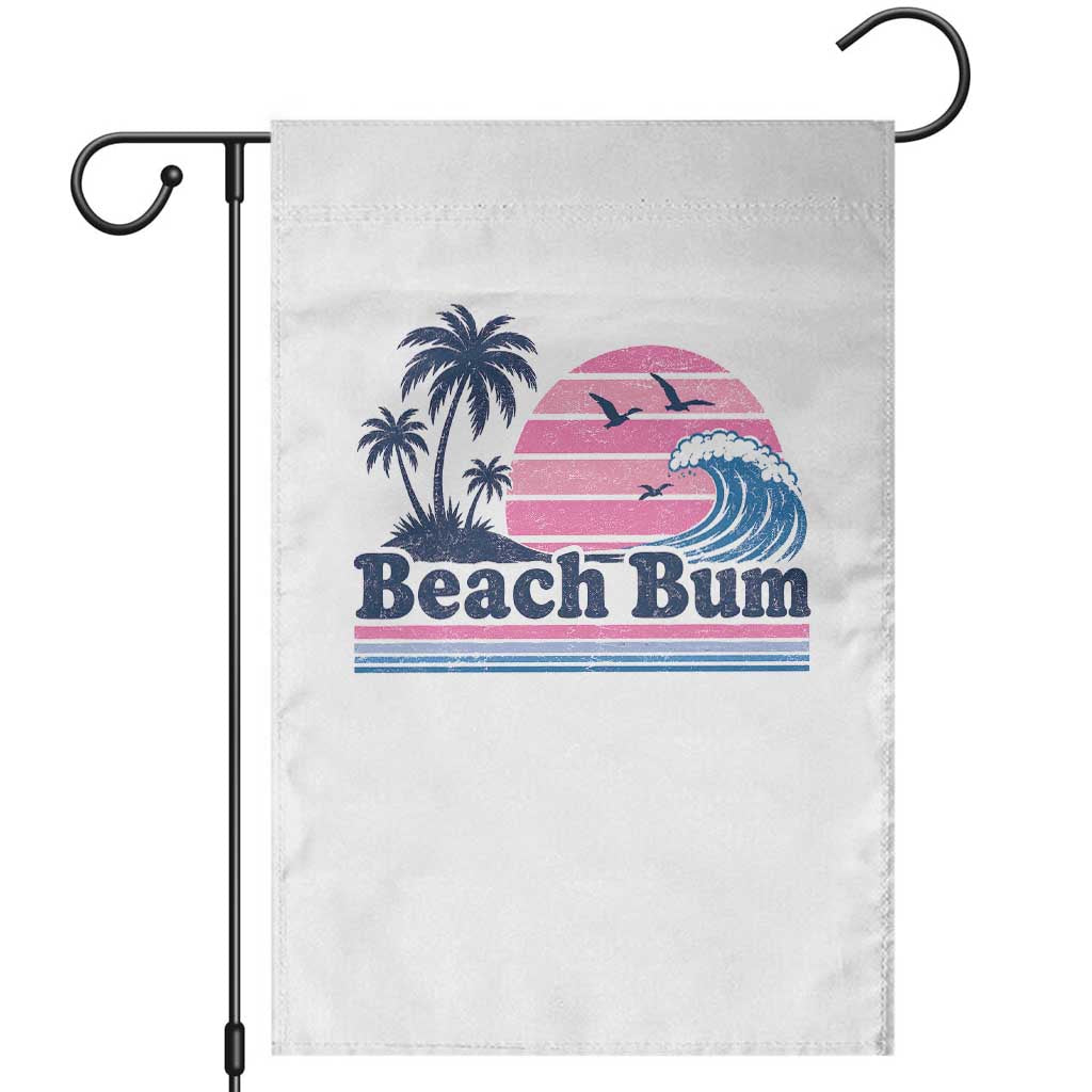 Beach Bum Garden Flag Retro Summer Vacation Surf Wave Tropical Sunset Aesthetic