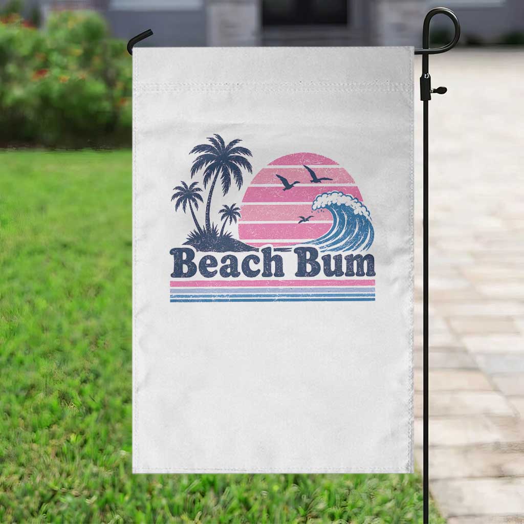 Beach Bum Garden Flag Retro Summer Vacation Surf Wave Tropical Sunset Aesthetic