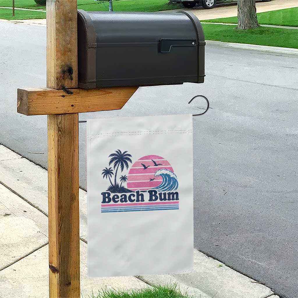 Beach Bum Garden Flag Retro Summer Vacation Surf Wave Tropical Sunset Aesthetic