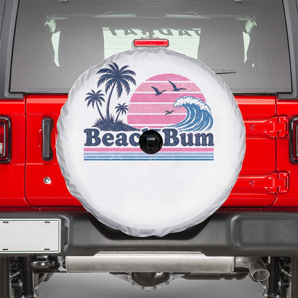 Beach Bum Spare Tire Cover Retro Summer Vacation Surf Wave Tropical Sunset Aesthetic