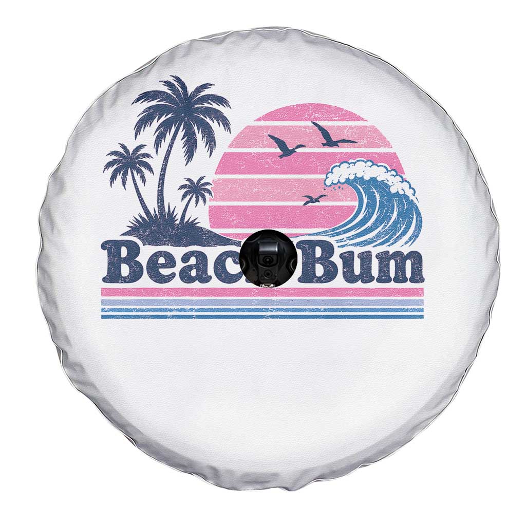 Beach Bum Spare Tire Cover Retro Summer Vacation Surf Wave Tropical Sunset Aesthetic