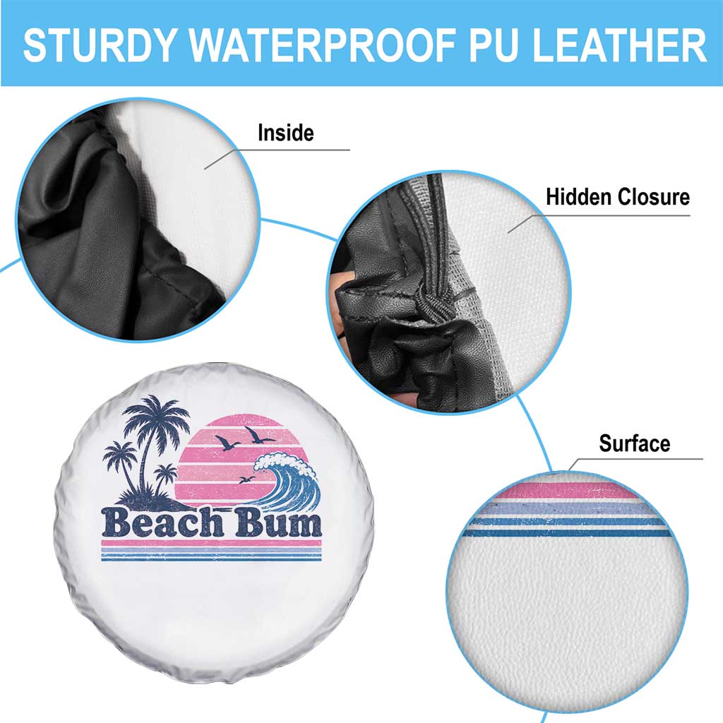 Beach Bum Spare Tire Cover Retro Summer Vacation Surf Wave Tropical Sunset Aesthetic
