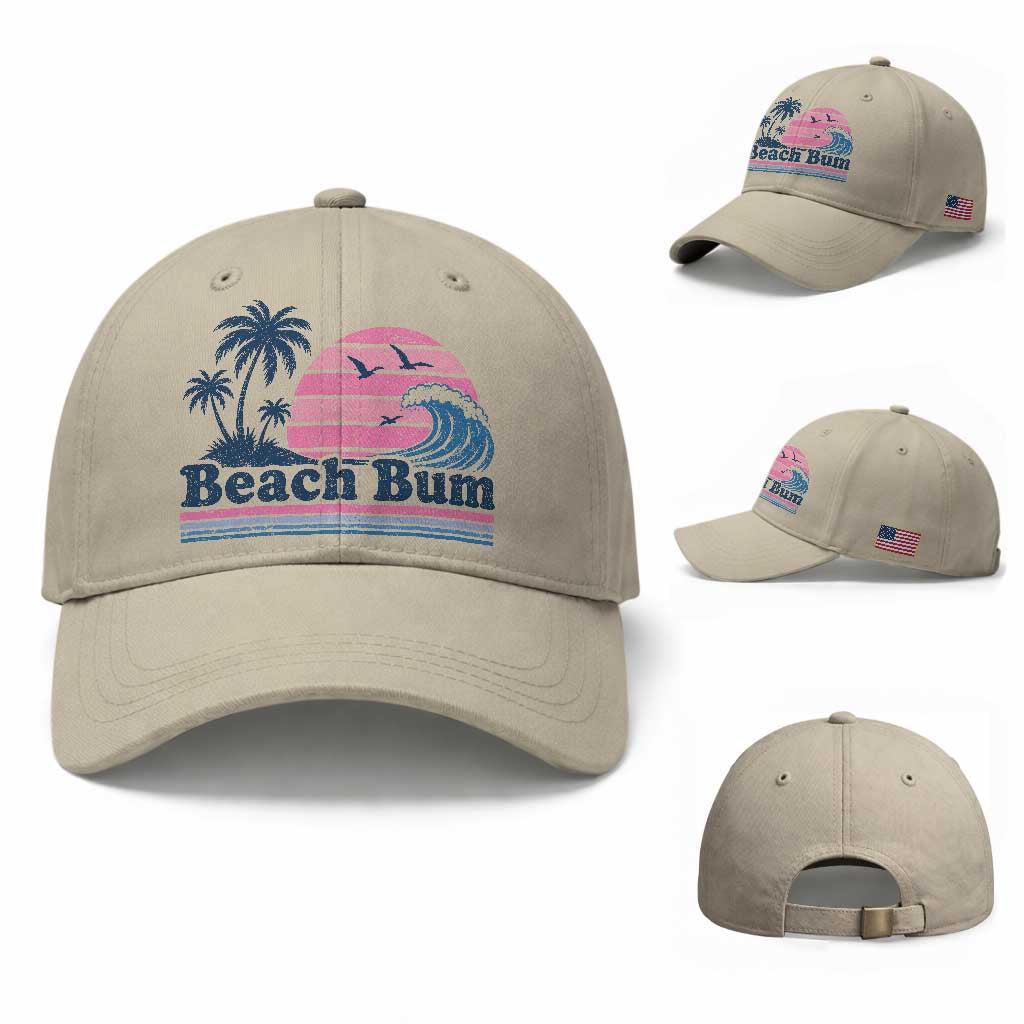 Beach Bum Baseball Cap Retro Summer Vacation Surf Wave Tropical Sunset Aesthetic