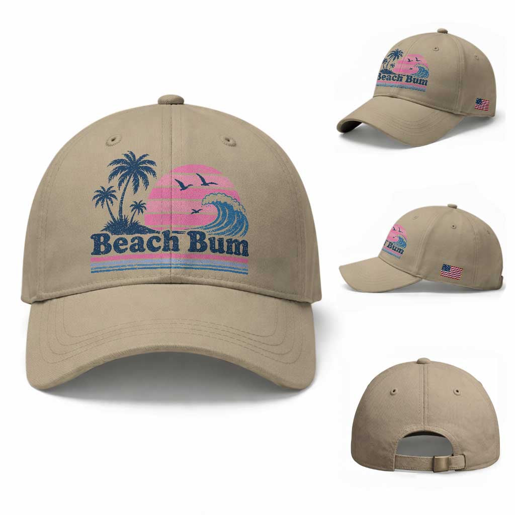 Beach Bum Baseball Cap Retro Summer Vacation Surf Wave Tropical Sunset Aesthetic