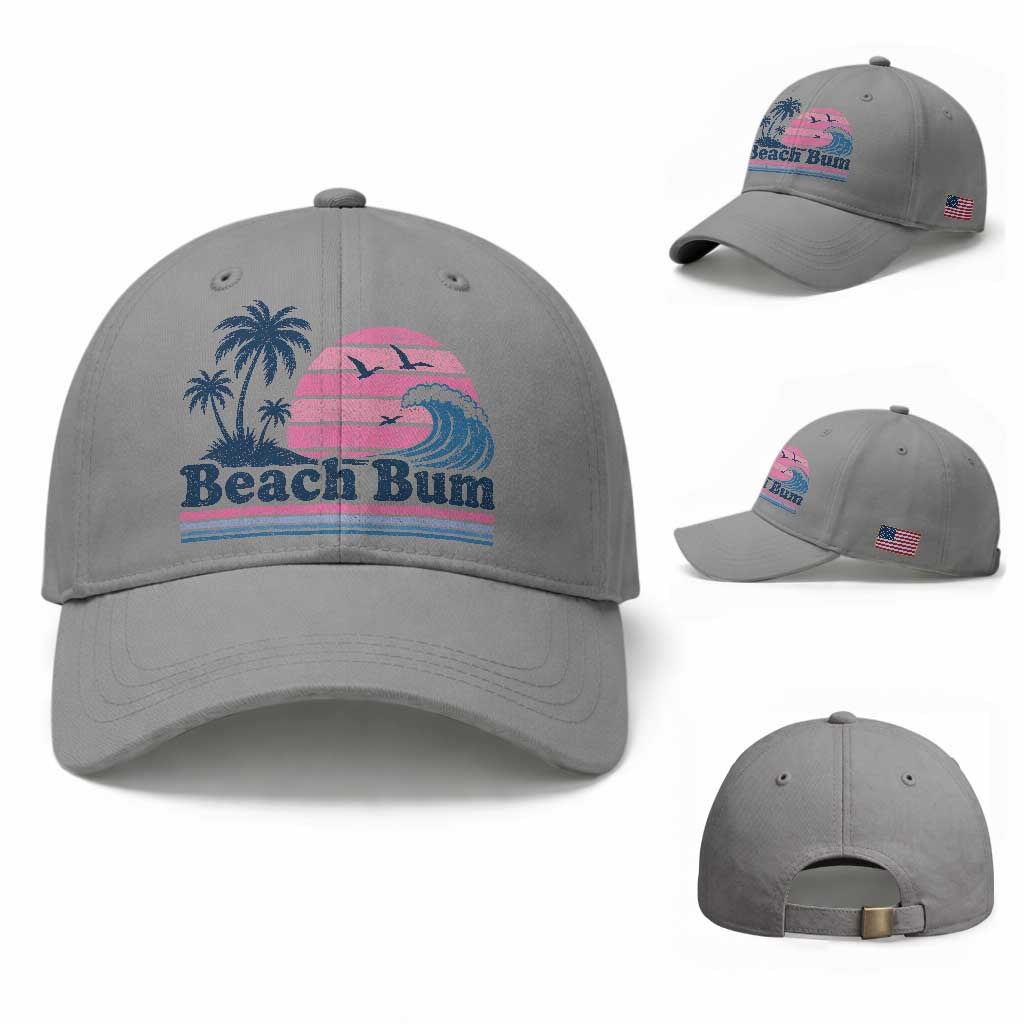 Beach Bum Baseball Cap Retro Summer Vacation Surf Wave Tropical Sunset Aesthetic