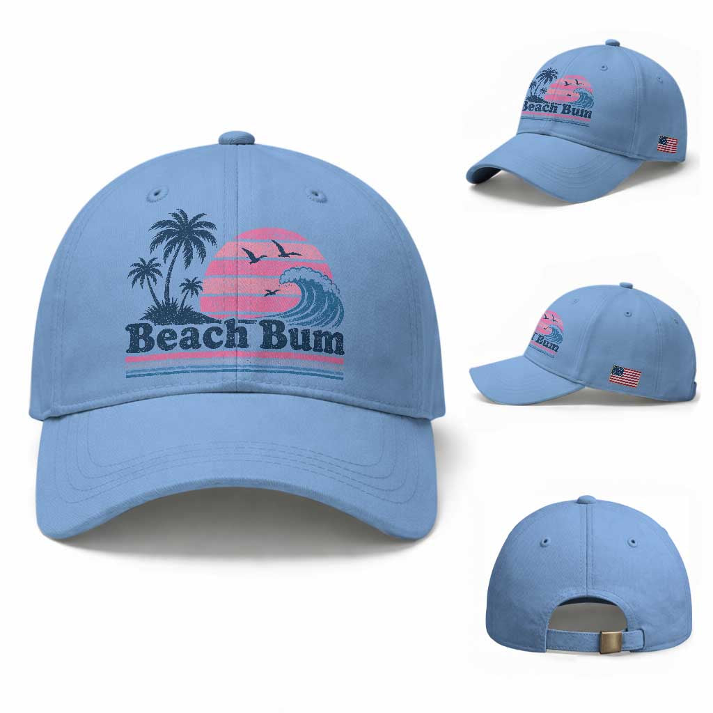 Beach Bum Baseball Cap Retro Summer Vacation Surf Wave Tropical Sunset Aesthetic