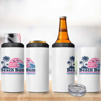 Beach Bum 4 in 1 Can Cooler Tumbler Retro Summer Vacation Surf Wave Tropical Sunset Aesthetic