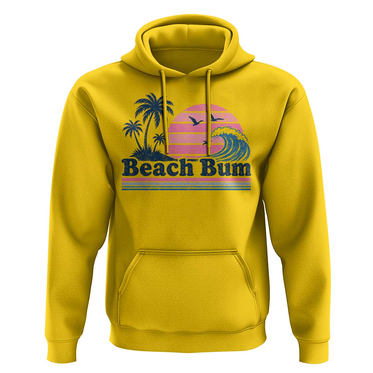 Beach Bum Hoodie Retro Summer Vacation Surf Wave Tropical Sunset Aesthetic
