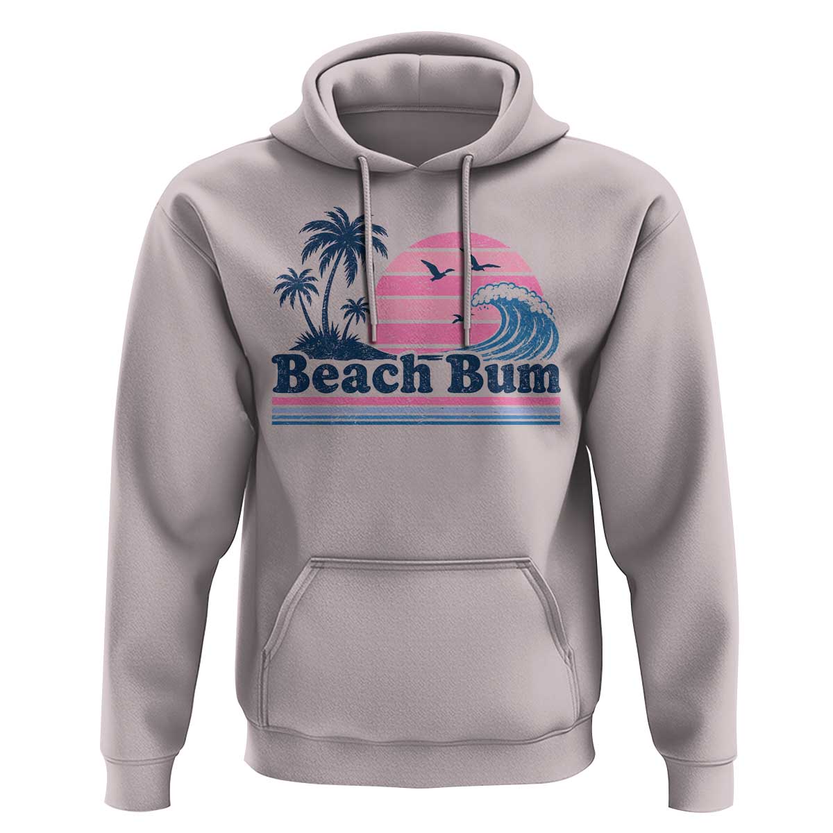 Beach Bum Hoodie Retro Summer Vacation Surf Wave Tropical Sunset Aesthetic