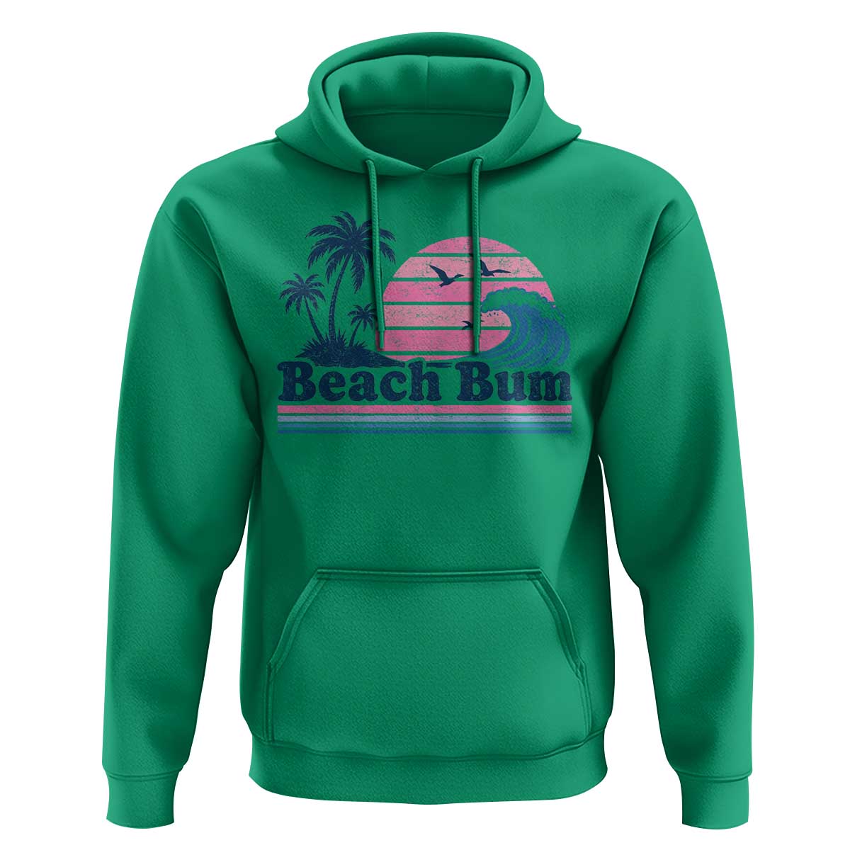 Beach Bum Hoodie Retro Summer Vacation Surf Wave Tropical Sunset Aesthetic