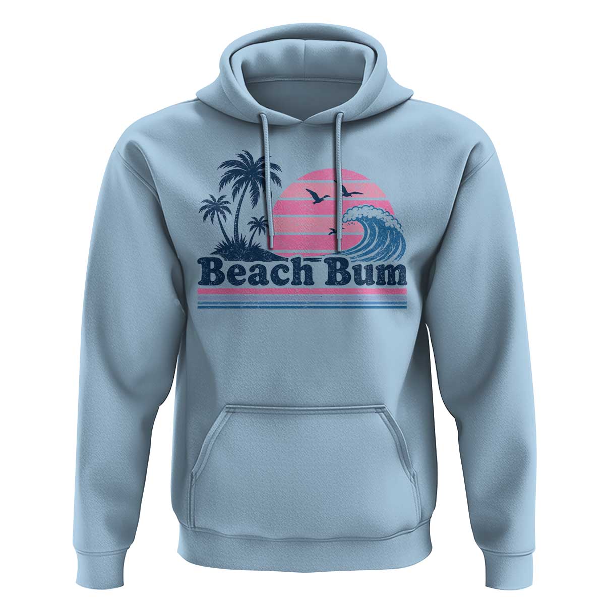 Beach Bum Hoodie Retro Summer Vacation Surf Wave Tropical Sunset Aesthetic