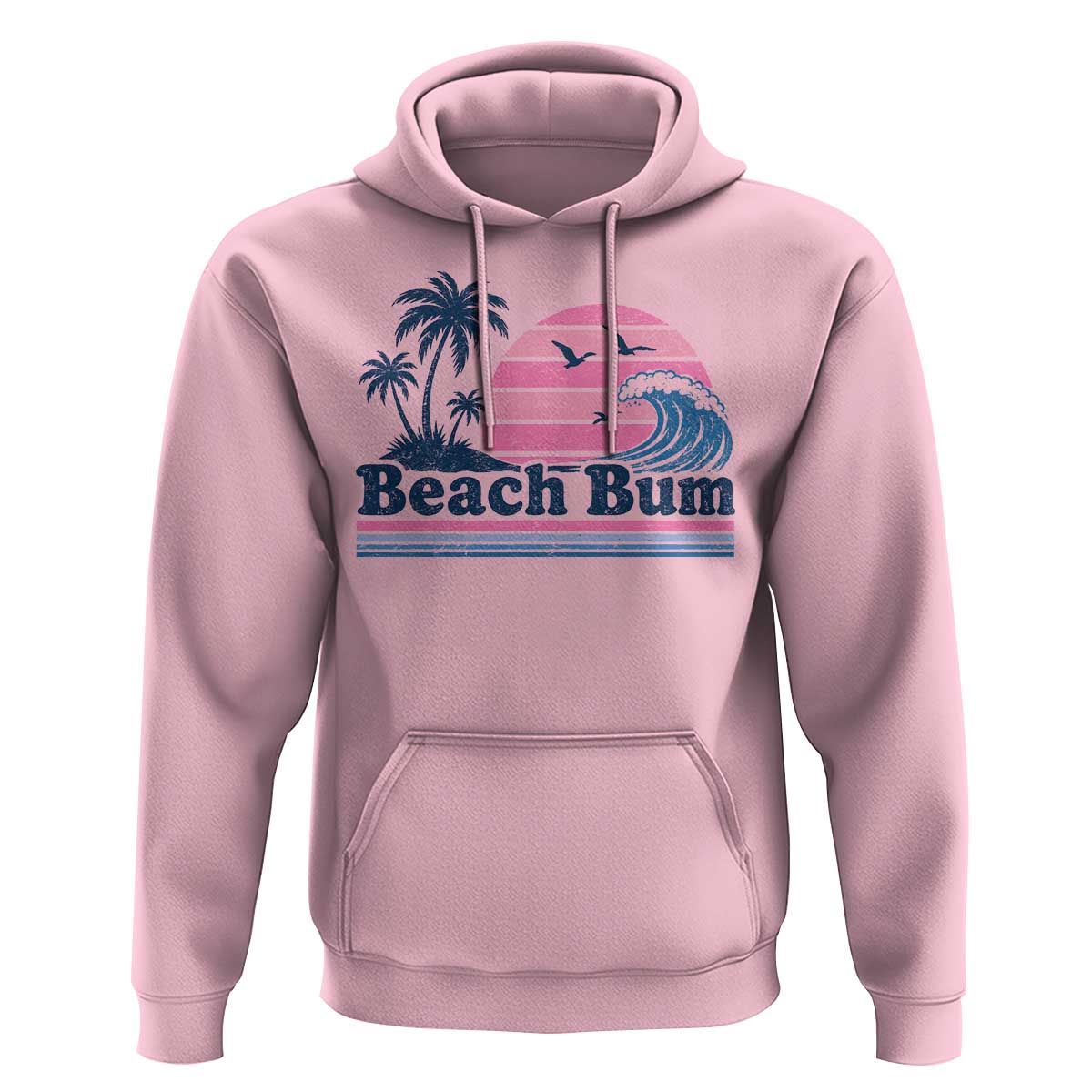 Beach Bum Hoodie Retro Summer Vacation Surf Wave Tropical Sunset Aesthetic