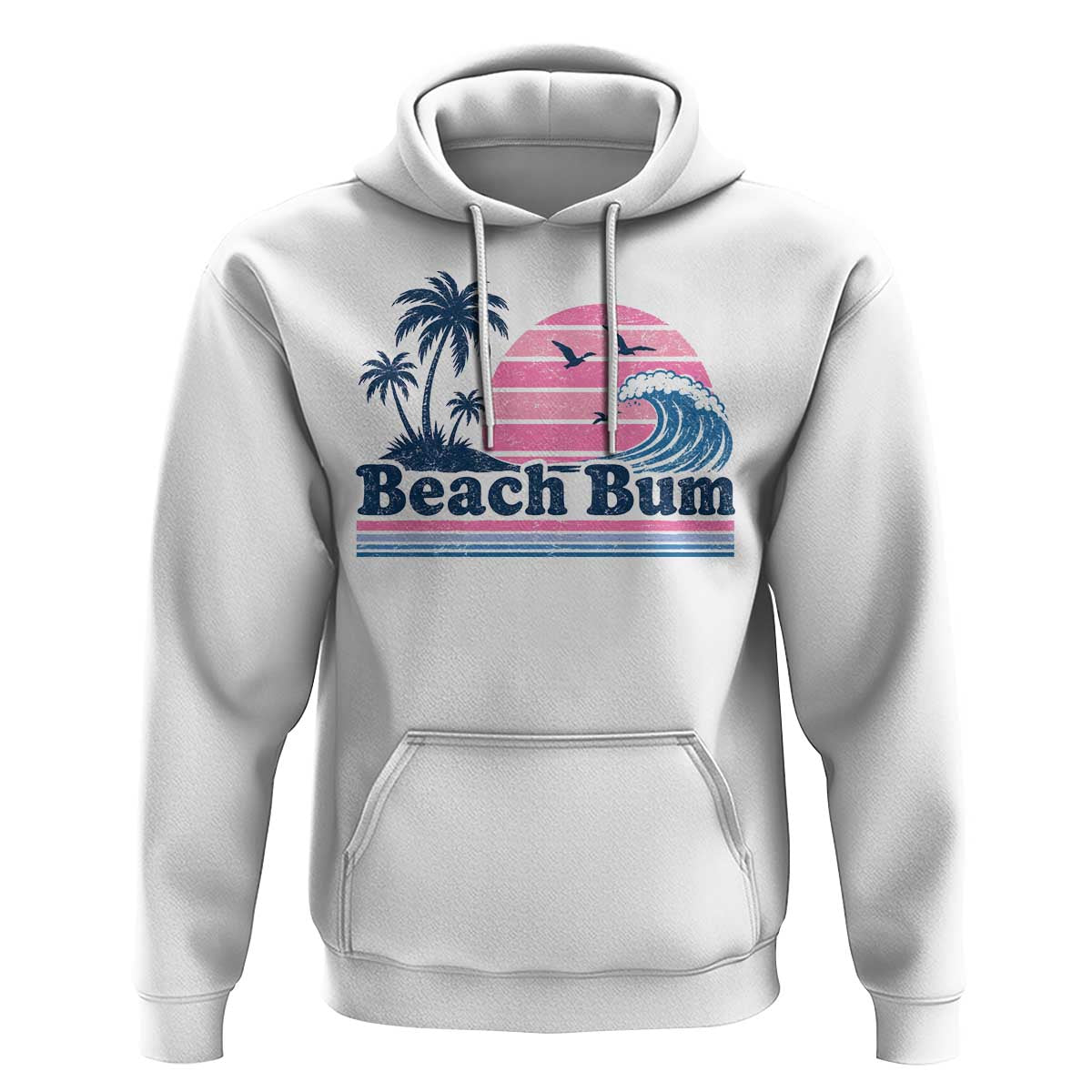Beach Bum Hoodie Retro Summer Vacation Surf Wave Tropical Sunset Aesthetic