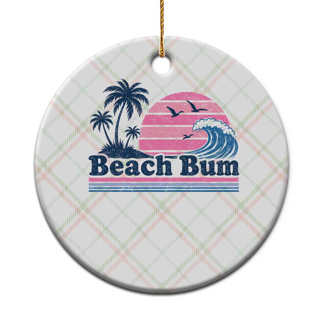 Beach Bum Ceramic Ornament Retro Summer Vacation Surf Wave Tropical Sunset Aesthetic