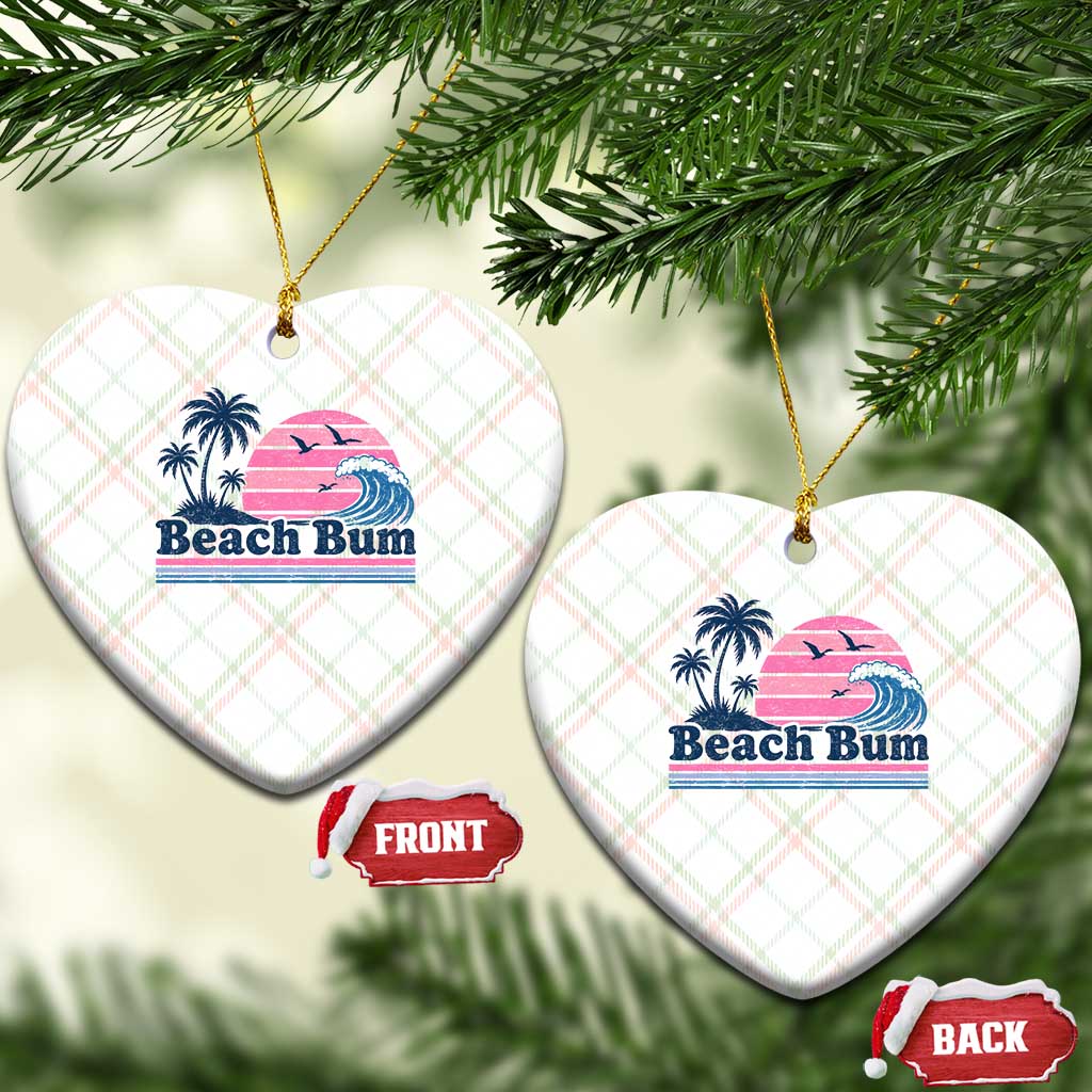 Beach Bum Ceramic Ornament Retro Summer Vacation Surf Wave Tropical Sunset Aesthetic