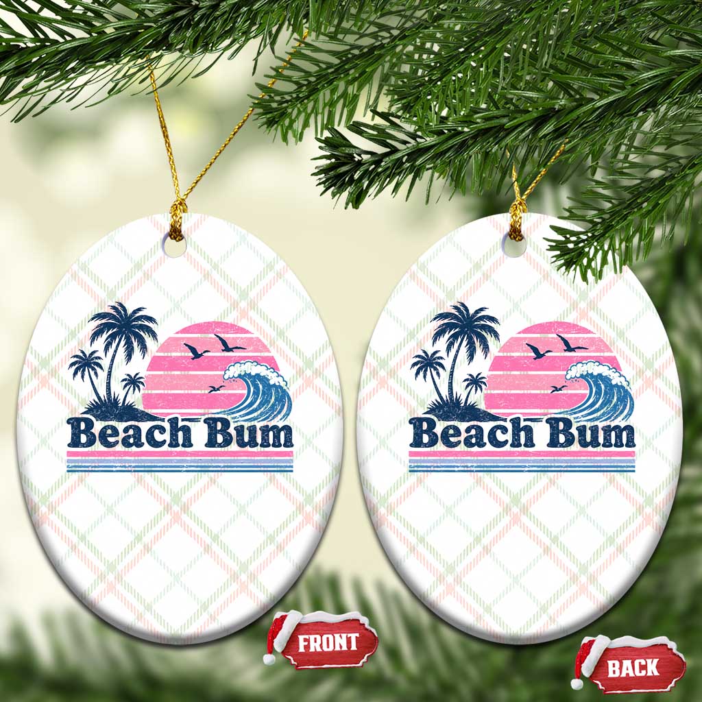 Beach Bum Ceramic Ornament Retro Summer Vacation Surf Wave Tropical Sunset Aesthetic