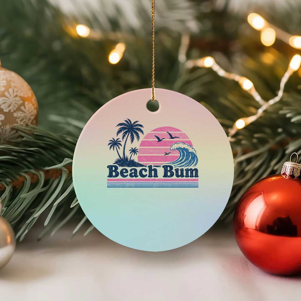 Beach Bum Ceramic Ornament Retro Summer Vacation Surf Wave Tropical Sunset Aesthetic