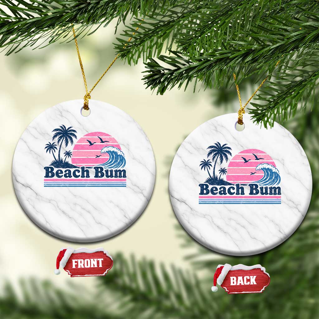 Beach Bum Ceramic Ornament Retro Summer Vacation Surf Wave Tropical Sunset Aesthetic