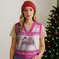 Beach Bum V-Neck Knit Sweater Vest Retro Summer Vacation Surf Wave Tropical Sunset Aesthetic