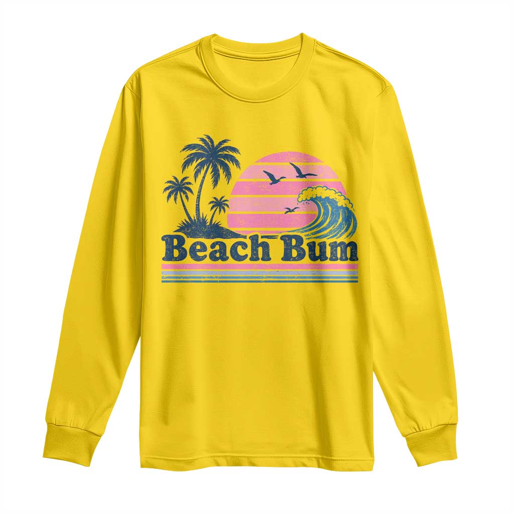 Beach Bum Long Sleeve Shirt Retro Summer Vacation Surf Wave Tropical Sunset Aesthetic