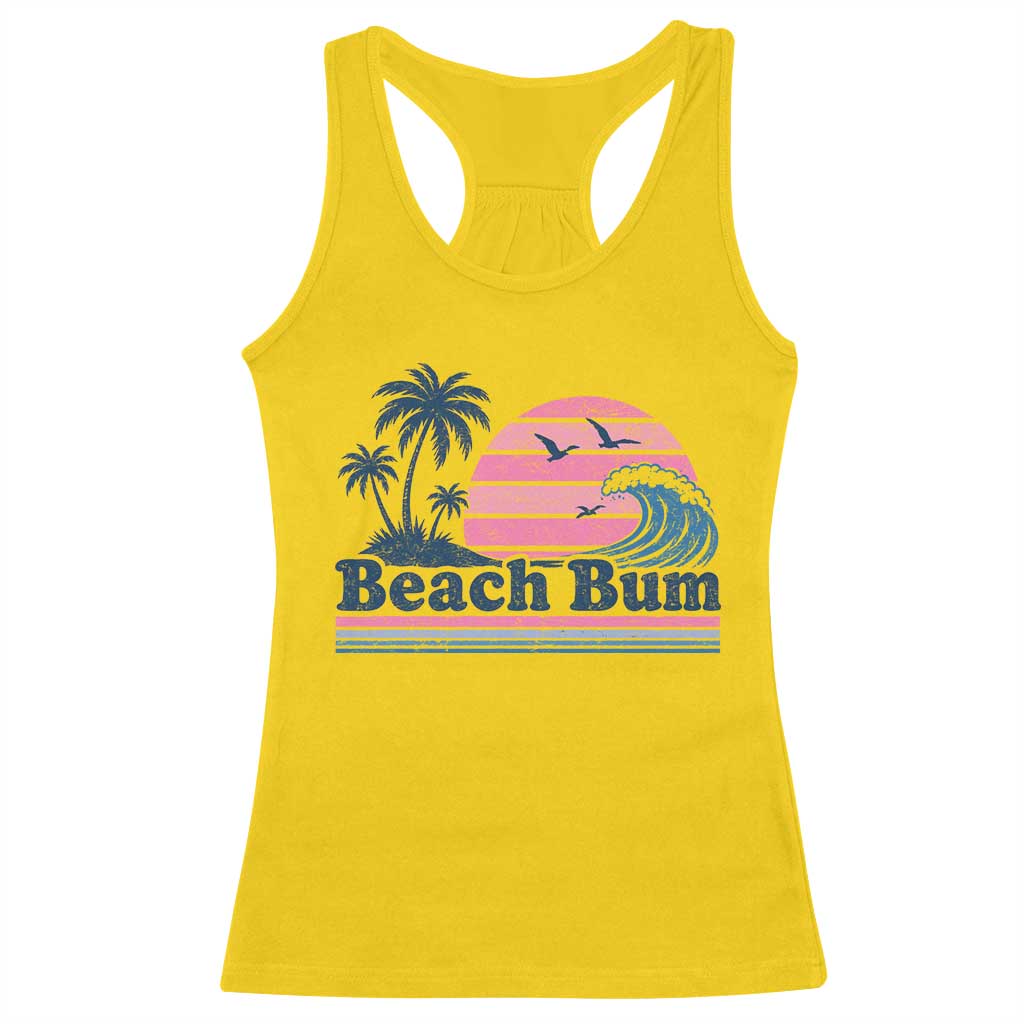 Beach Bum Racerback Tank Top Retro Summer Vacation Surf Wave Tropical Sunset Aesthetic