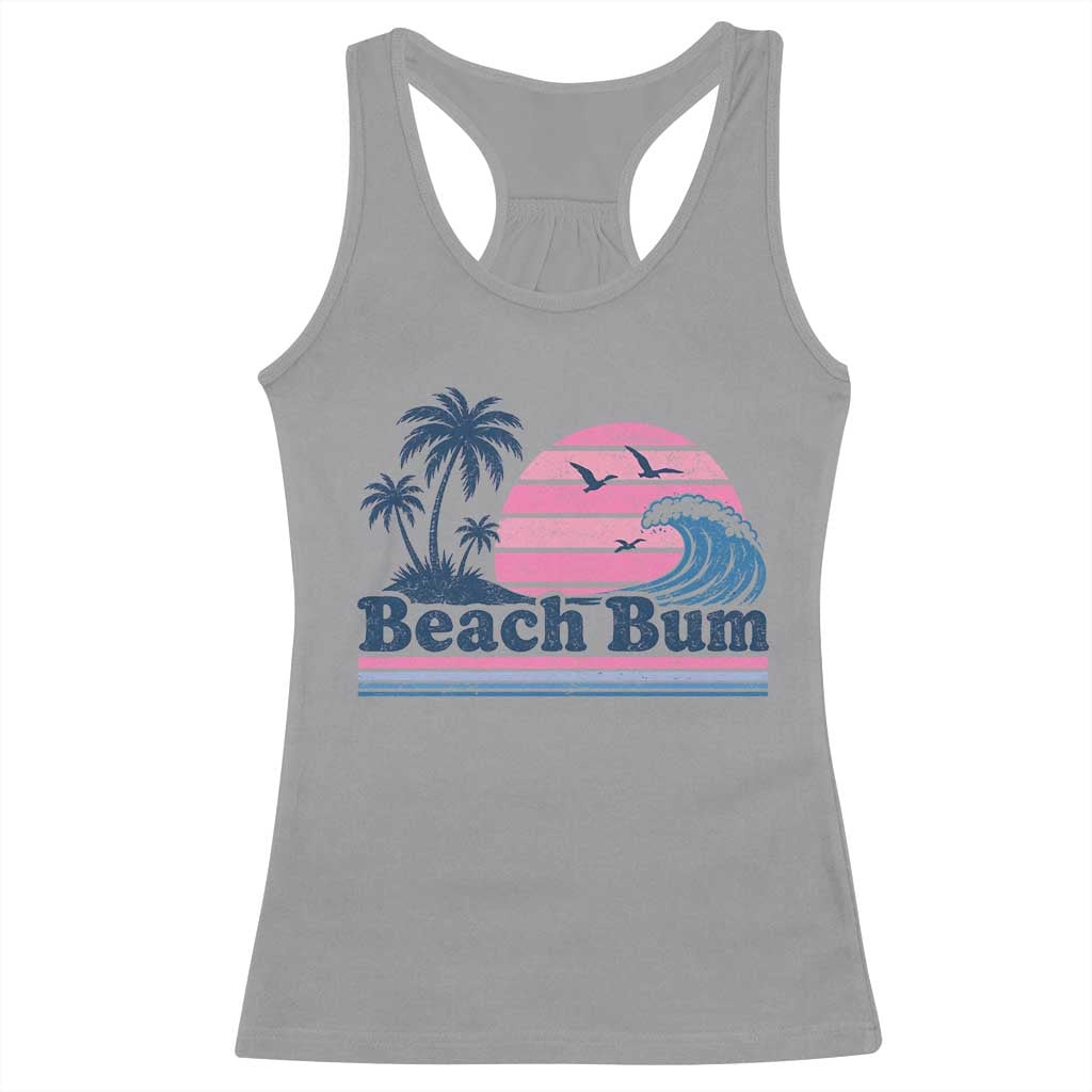 Beach Bum Racerback Tank Top Retro Summer Vacation Surf Wave Tropical Sunset Aesthetic
