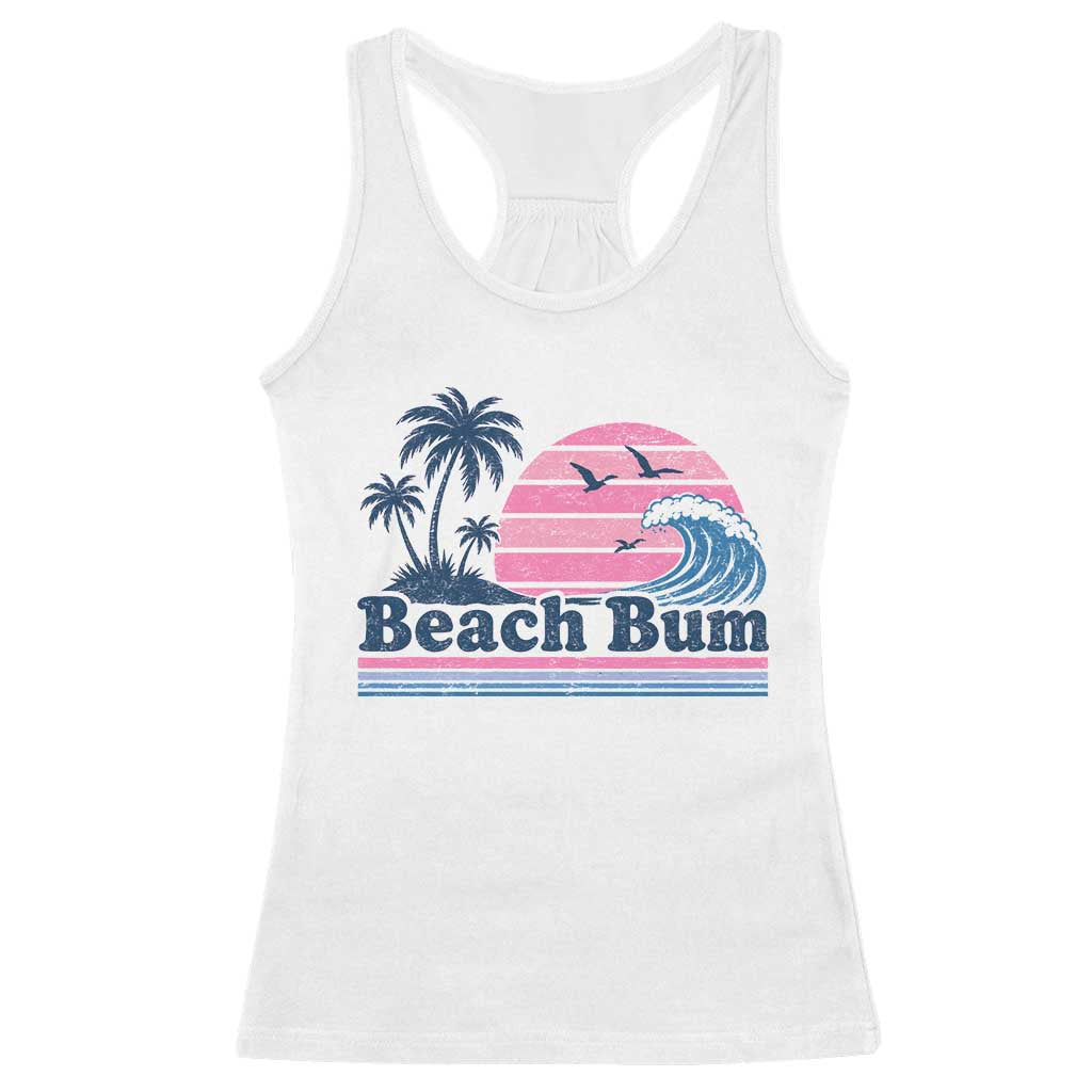 Beach Bum Racerback Tank Top Retro Summer Vacation Surf Wave Tropical Sunset Aesthetic